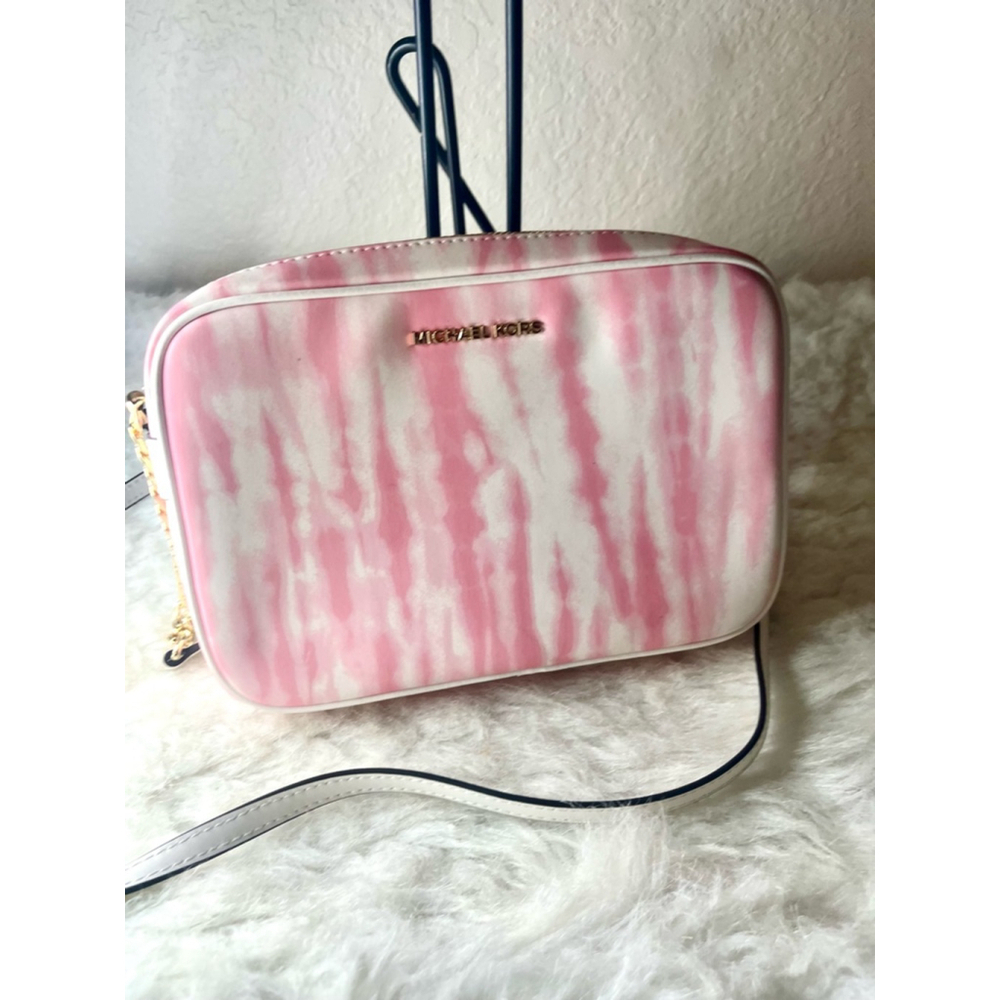 Michael Kors Women Jet Set East West Crossbody Leather Bag Pink